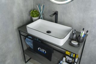 Раковина Gid Nc9399 52225 накладная белая / черная 60x34x11