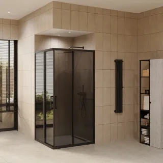 Душевой уголок by Deonria Kupe U-90-90-6-G-B 90x90см чёрный/графит