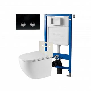 Комплект унитаза с инсталляцией Point Элемент PN48314BC с сиденьем Микролифт