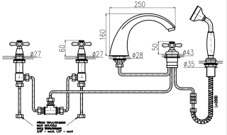 Смеситель на борт ванны Rav Slezak Morava retro MK169.5P хром