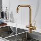 Смеситель для кухни Shevanik S228G с подключением фильтра золотой сатин