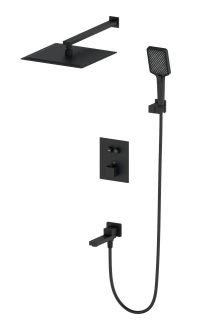 Душевой комплект Wonzon & Woghand WW-88929003-MB с термостатом чёрный матовый