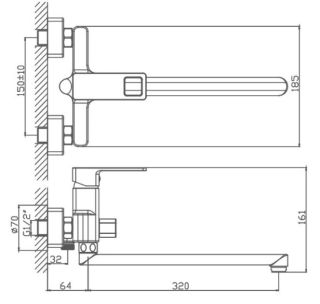 Смеситель для ванны Haiba HB22615-7 чёрный матовый