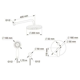 Душевой комплект Swedbe Platta 5538 хром