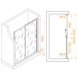 Душевая дверь RGW PA-016 350801616-11 160см хром