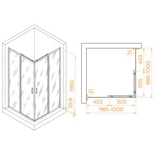 Душевой уголок RGW PA-030 350803000-21 100x100см хром