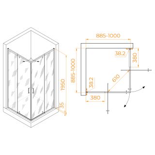 Душевой уголок RGW PA-038B 350803899-14 90x90см чёрный
