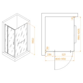 Душевой уголок RGW PA-078-1 (RGW PA-008 + Z-060-2) 3508078180-11 80x100см хром