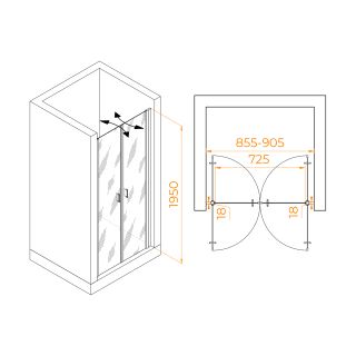 Душевая дверь RGW PA-104Gb 060810409-16 90см брашированное золото