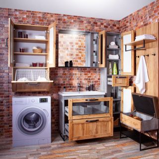 Шкаф над стиральной машиной Бриклаер Лофт 4627125414466 60 см метрополитен грей