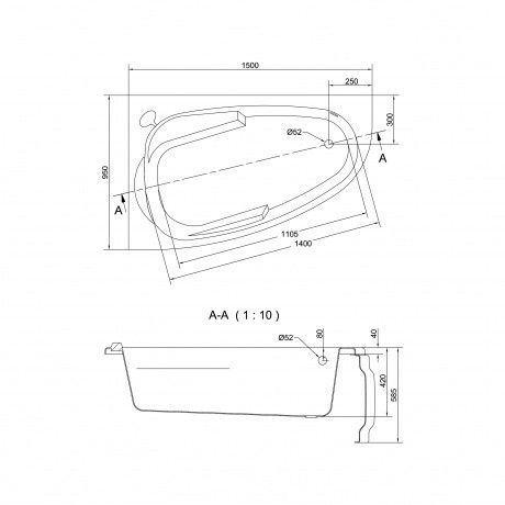 Акриловая ванна Cersanit JOANNA 160х95 L