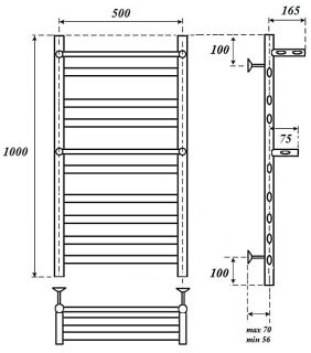 Полотенцесушитель электрический Point Артемида PN14150PE 50x100см с двумя полками левый/правый хром