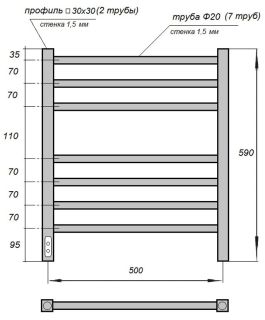 Полотенцесушитель электрический Point Веста PN70756BR 50x60см бронза