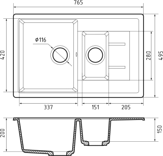 Мойка кухонная GranFest CLASSIC Q-775KL кашемир