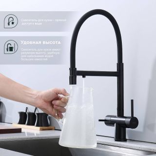 Смеситель для кухни Splenka S70.63.06 с подключением фильтра чёрный