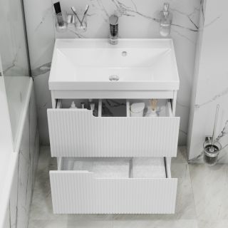 Напольная тумба под раковину Санта Альтаир 700498 70 см белый глянец