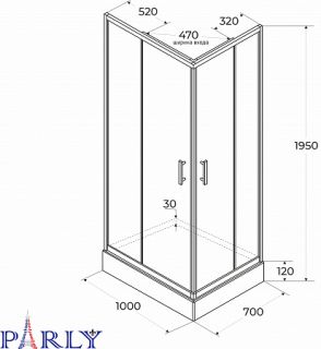 Душевой уголок с поддоном PARLY QZ71B N (70х100х195)