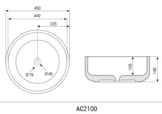 Раковина ABBER Bequem 45см серый матовый AC2100MG