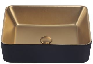 Раковина ABBER Rechteck AC2212BG 49см чёрный/золото матовое