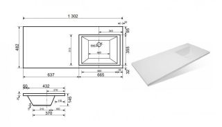 Раковина для мебели Style Estetus Даллас СС-00002394 правая 130 см