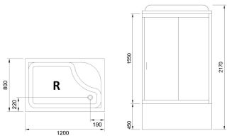 Душевая кабина Royal Bath BP правая стекло белое/матовое 120x80см RB8120BP5-WC-R