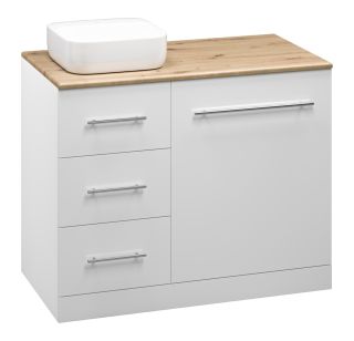 Напольная тумба под раковину Misty Респект под стиральную машину 110см левая белый/дуб Артизан