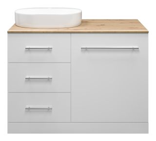 Напольная тумба под раковину Misty Респект под стиральную машину 120см левая белый/дуб Артизан