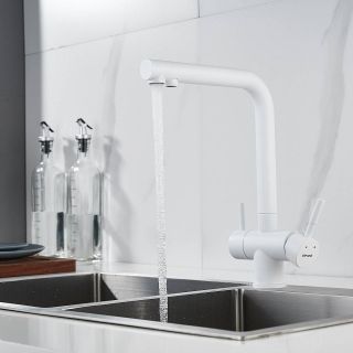 Смеситель для кухни Shevanik S468C с подключением фильтра белый