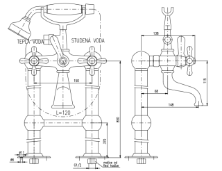 Смеситель для ванны Rav Slezak Morava Retro MK350.5/2Z золото