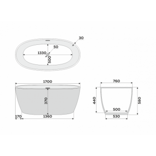 Ванна акриловая Delice Rondo DLR440104Bu 170х76 синяя матовая