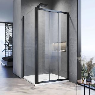 Душевой уголок Veconi Rovigo RV-028B, 1200х800х1950, черный матовый, прозрачное стекло