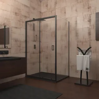 Душевой уголок Veconi Rovigo RV-040B, 1200х900х1850, черный, стекло прозрачное