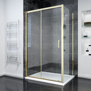 Душевой уголок Veconi Rovigo RV-055G, 1200х900х1950, золото брашинг, прозрачное стекло