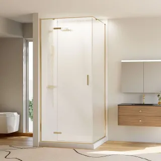 Душевой уголок Veconi Rovigo RV-073RG/L, 800х1000х1950, золото брашинг, стекло дождь