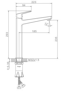 Высокий смеситель для раковины Raglo R30.15.06 чёрный