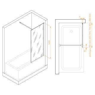 Шторка на ванну RGW SC-050B 351105006-14 60см чёрный