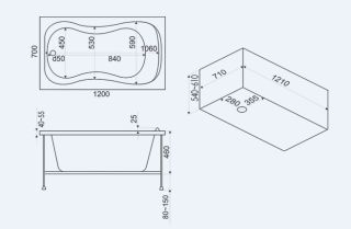 Акриловая ванна Bas Кемерон 120x70 см без гидромассажа