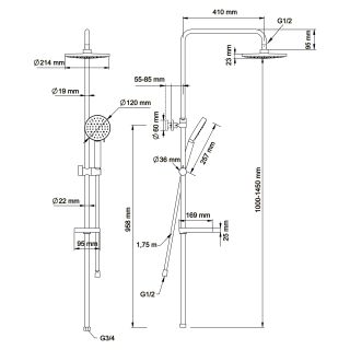 Душевая стойка Swedbe Hermes 5143B со смесителем для душа чёрный