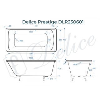 Ванна чугунная Delice Prestige DLR230601 180х75