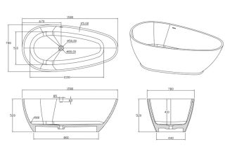 Ванна из искусственного камня Timo Rali RALI1500 150x80 см белый