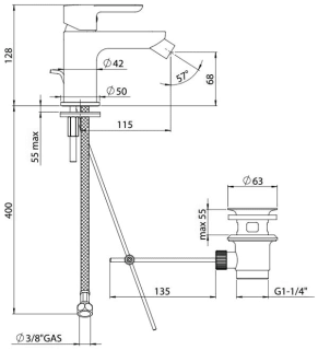 Смеситель Nobil ABC AB87119/1CR для биде