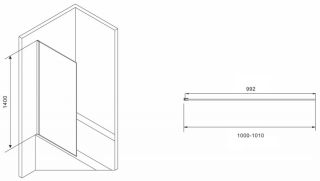 Шторка на ванну ABBER Immer Offen AG71100B 100см чёрный