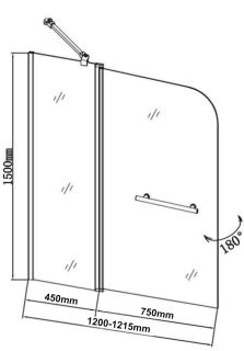 Шторка на ванну Aquanet SG-1200 209412 120 см профиль хром стекло прозрачное