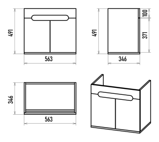 Подвесная тумба под раковину Misty Сканди 60см белый/дуб крафт золотой/антрацит