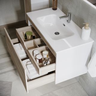 Подвесная тумба под раковину Sancos Smart SM100E 100см дуб бардолино/белый