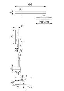 Душевая система Rose R1535H чёрный матовый