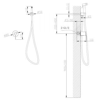 Гигиенический душ ABBER Emotion AF8825G со смесителем золото матовое