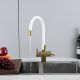 Смеситель для кухни Gappo G4395-33 с подключением фильтра питьевой воды и гибким изливом золото/белый