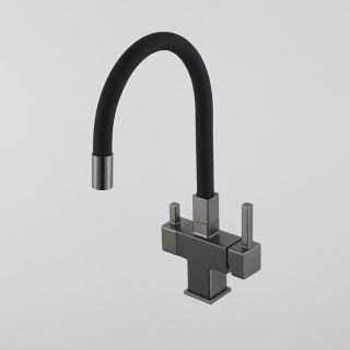Смеситель для кухни Gappo G4395-39 с подключением фильтра питьевой воды и гибким изливом оружейная сталь