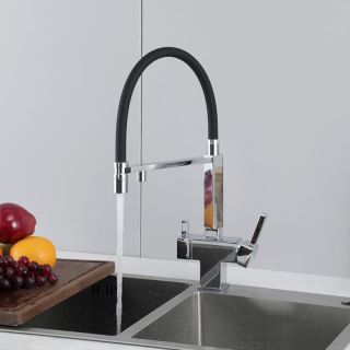 Смеситель для кухни Gappo G4395-50 с подключением фильтра питьевой воды и гибким изливом хром/чёрный